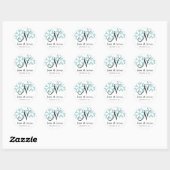 December Blauw Sneeuwvlokken Monogram N-verbinding Ronde Sticker (Vel)