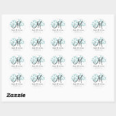 December Blauwe Sneeuwvlokken Monogram M-zegel Ronde Sticker (Vel)