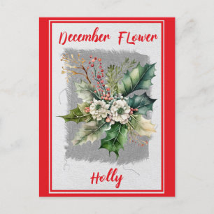 december Bloem Holly Floral Briefkaart