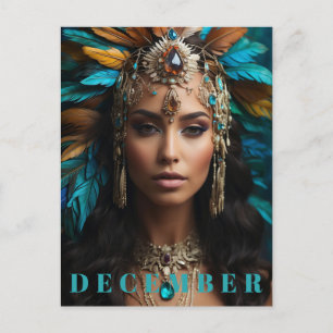 *~* DECEMBER Boho hoofdtooi Turquoise Zircon AP53 Briefkaart