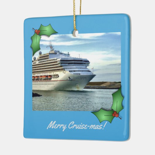 December Bow Merry Cruise-mas foto-ornament Keramisch Ornament (Links)