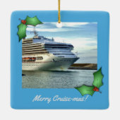 December Bow Merry Cruise-mas foto-ornament Keramisch Ornament (Achterkant)