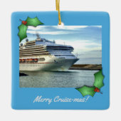 December Bow Merry Cruise-mas foto-ornament Keramisch Ornament (Voorkant)