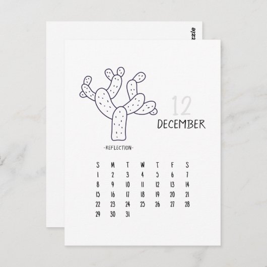 December  Cactus 2024 Kalender Kaart (Voorkant / Achterkant)