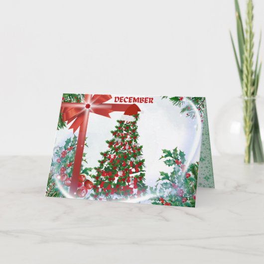 December Christmas Greeting Card Kaart (Voorkant)