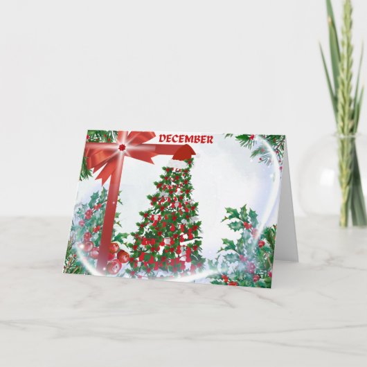 December Christmas Wenskaart Kaart (Voorkant)