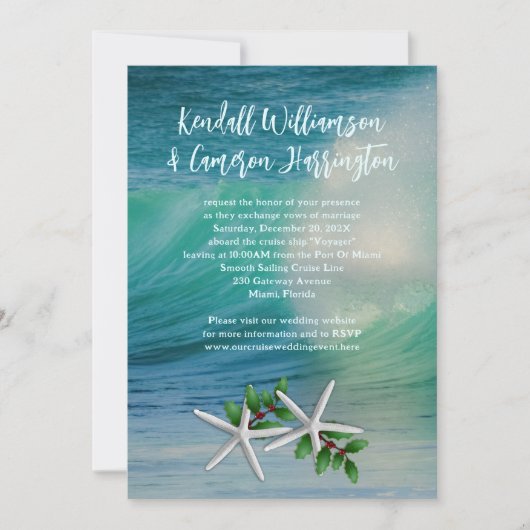 December Cruise Bruiloft Starfish Uitnodigingen (Voorkant)