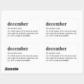 December Definitie Verjaardag Rechthoekige Sticker (Vel)