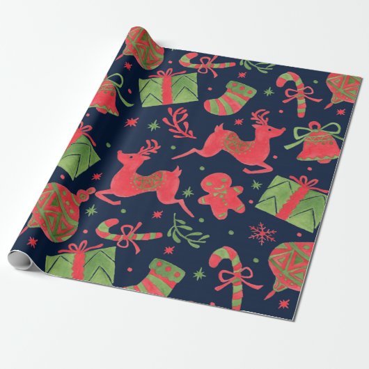 December - feestdag afdrukken cadeaupapier (Uitgerold)