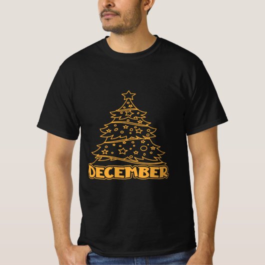 "December" Festive Kerstboom Kerst T-Shirt (Voorkant)