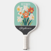 December Geboorte Bloem Aangepaste Naam Pickleball Paddle (Achterkant)