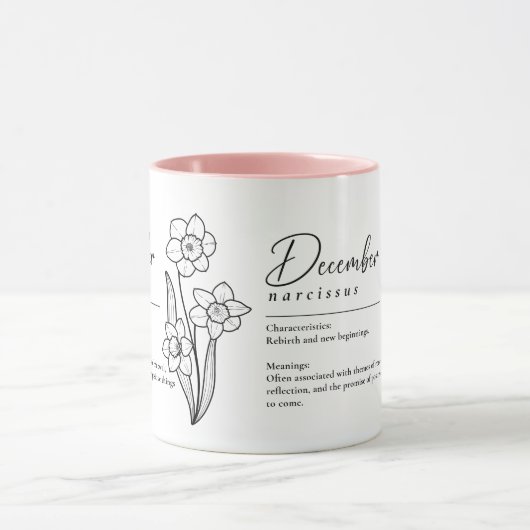 December Geboorte Maand Bloem Narcissus Minimalist Mok (Midden)
