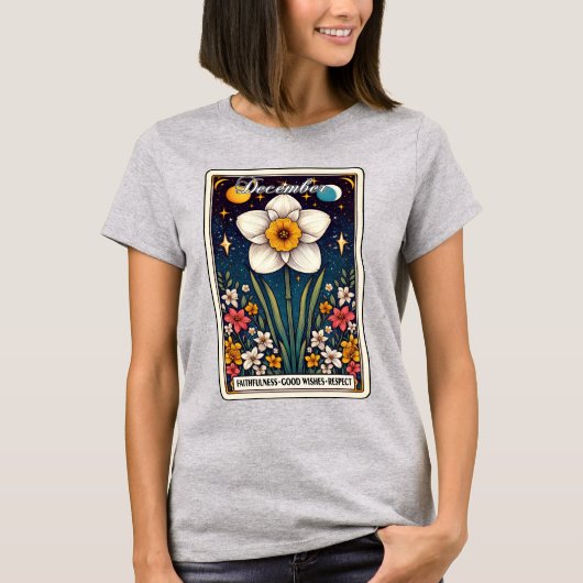 December Geboorte Maand Bloem Narcissus T-shirt (Voorkant)