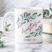 December Geboortebloem Aangepaste naam Hulst Koffiemok