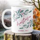 December Geboortebloem Aangepaste naam Hulst Koffiemok