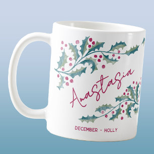 December Geboortebloem Aangepaste naam Hulst Koffiemok