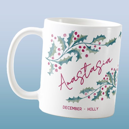 December Geboortebloem Aangepaste naam Hulst Koffiemok