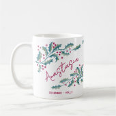 December Geboortebloem Aangepaste naam Hulst Koffiemok (Links)