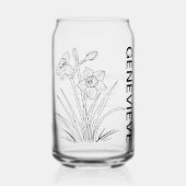 December Geboortebloem Narcissus met aangepaste na Blikvorm Glas (Voorkant)