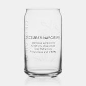 December Geboortebloem Narcissus met aangepaste na Blikvorm Glas (Achterkant)