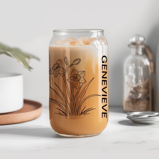 December Geboortebloem Narcissus met aangepaste na Blikvorm Glas