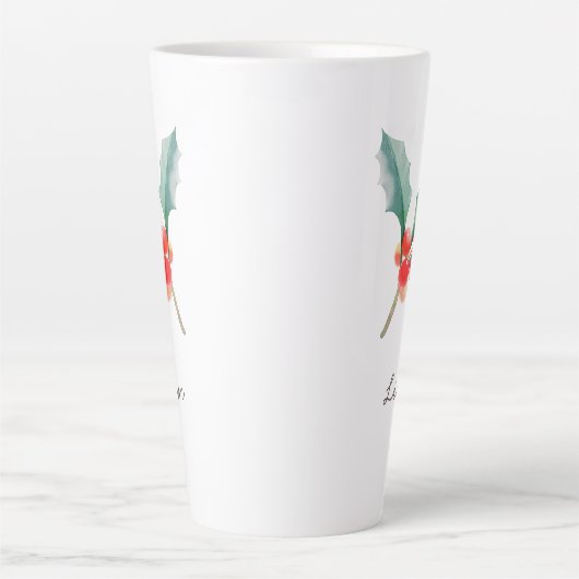 December Geboortemaand Bloem Holly Latte Mok (Voorkant)