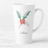 December Geboortemaand Bloem Holly Latte Mok (Rechts)