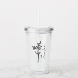 December Geboortemaand Bloem Holly Script Naam Acryl Drinkbeker