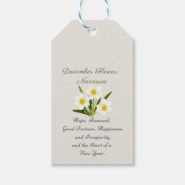 December Geboortemaand Bloem Narcissus Elegant Cadeaulabel