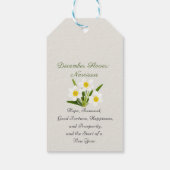 December Geboortemaand Bloem Narcissus Elegant Cadeaulabel (Achterkant)
