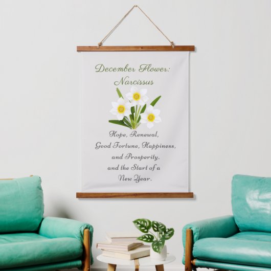 December Geboortemaand Bloem Narcissus Elegant Hangend Wandkleed (Woonkamer)