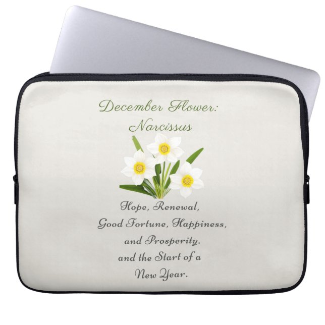 December Geboortemaand Bloem Narcissus Elegant Laptop Sleeve (Voorkant)