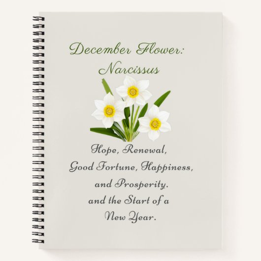 December Geboortemaand Bloem Narcissus Elegant Notitieboek (Voorkant)