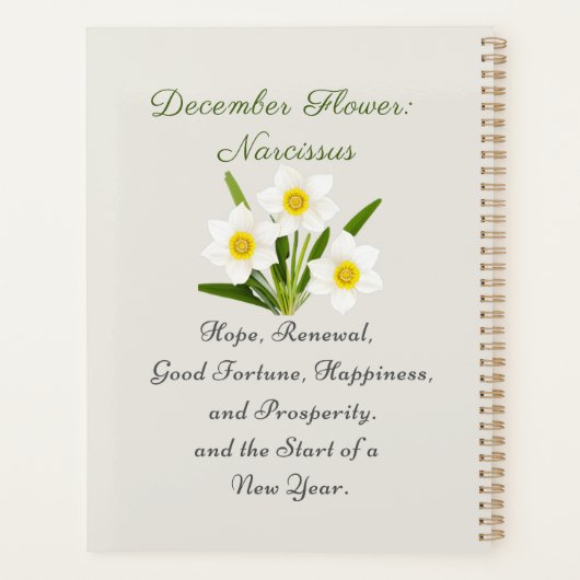 December Geboortemaand Bloem Narcissus Elegant Planner (Achterkant)