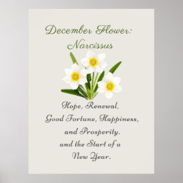 December Geboortemaand Bloem Narcissus Elegant Poster