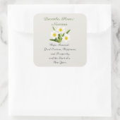 December Geboortemaand Bloem Narcissus Elegant Vierkante Sticker (Tas)