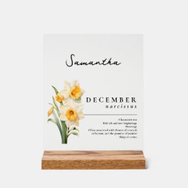 December Geboortemaand Bloem Narcissus Gepersonali Acryl Bord