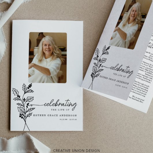 December Geboortemaand Bloemenbegrafenisprogramma Flyer