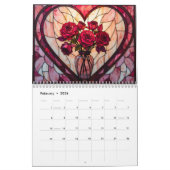 December Hanukkah Theme Stained Glass AI-generated Kalender (Feb 2026)