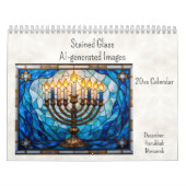 December Hanukkah Theme Stained Glass AI-generated Kalender (Hoes)