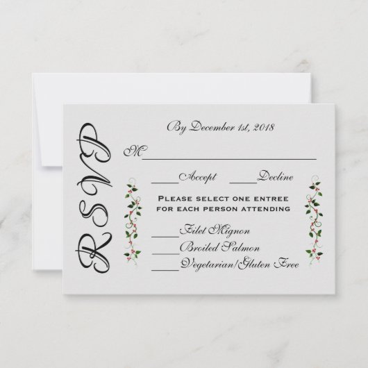 December Holiday Wedding RSVP Reactie Menu (Voorkant)