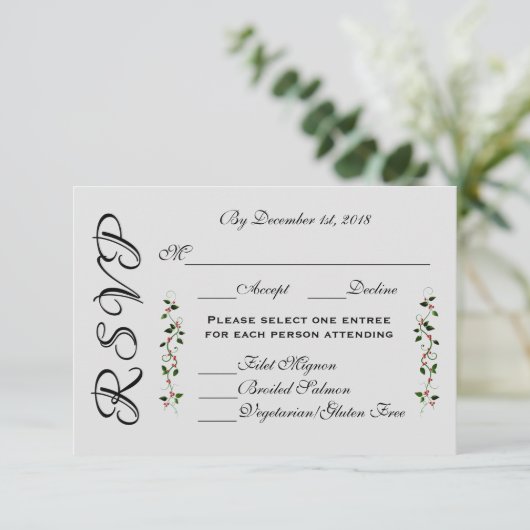 December Holiday Wedding RSVP Reactie Menu (Staand voorkant)