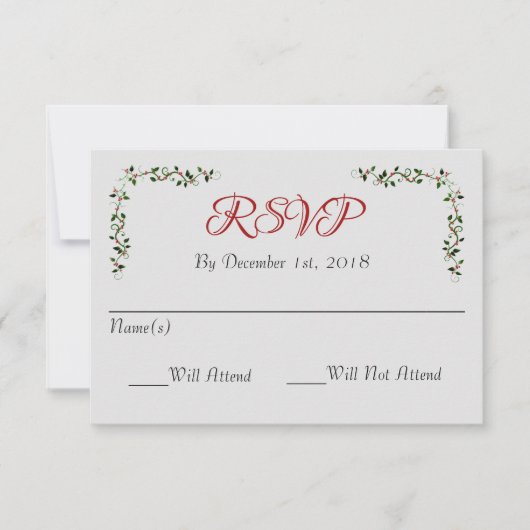 December Holiday Wedding RSVP Reactie of reactie (Voorkant)
