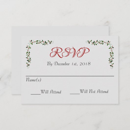 December Holiday Wedding RSVP Reactie of reactie (Voorkant / Achterkant)