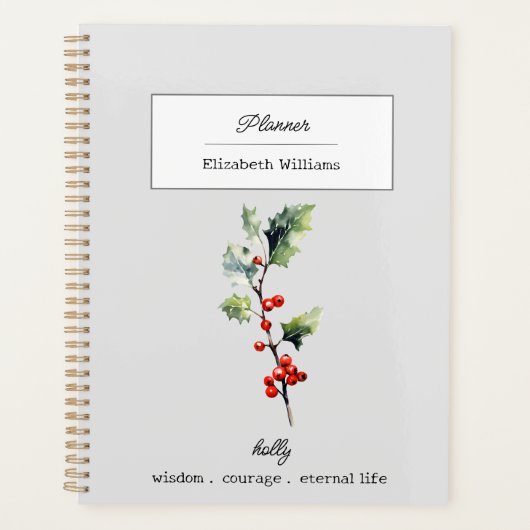 DECEMBER HOLLY BIRTH FLOWER GEPERSONALISEERD PLANNER (Voorkant)