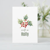 December Holly Birth FlowerThank You Card Bedankkaart (Staand voorkant)