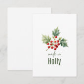 December Holly Birth FlowerThank You Card Bedankkaart (Voorkant / Achterkant)
