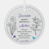 December Holly en Narcissus Verjaardag Keepsake Glas Ornament (Voorkant)