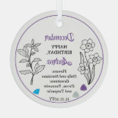 December Holly en Narcissus Verjaardag Keepsake Glas Ornament (Achterkant)