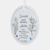 December Holly en Narcissus Verjaardag Keepsake Glas Ornament (Voorkant links)